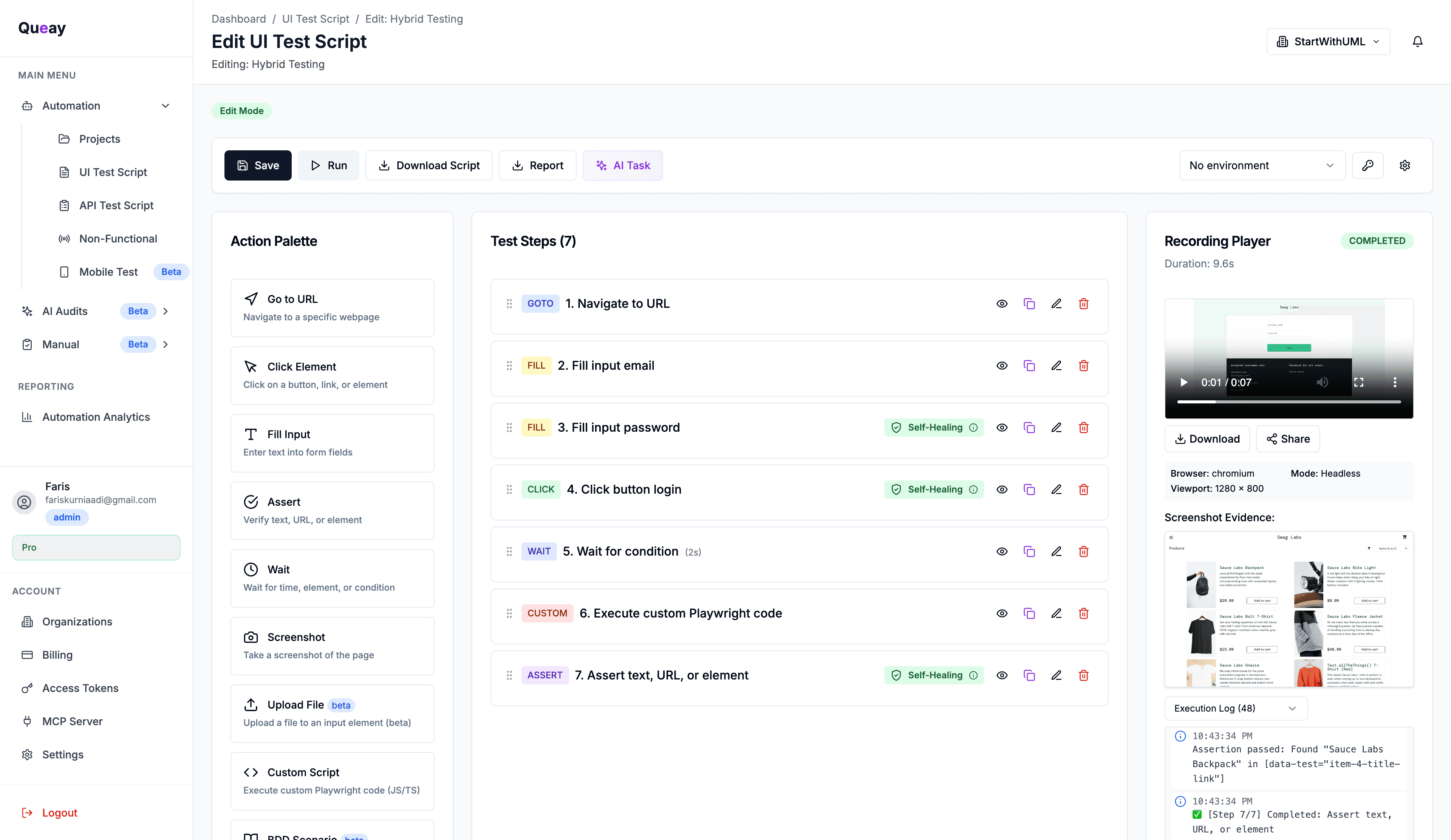 Queay application interface preview